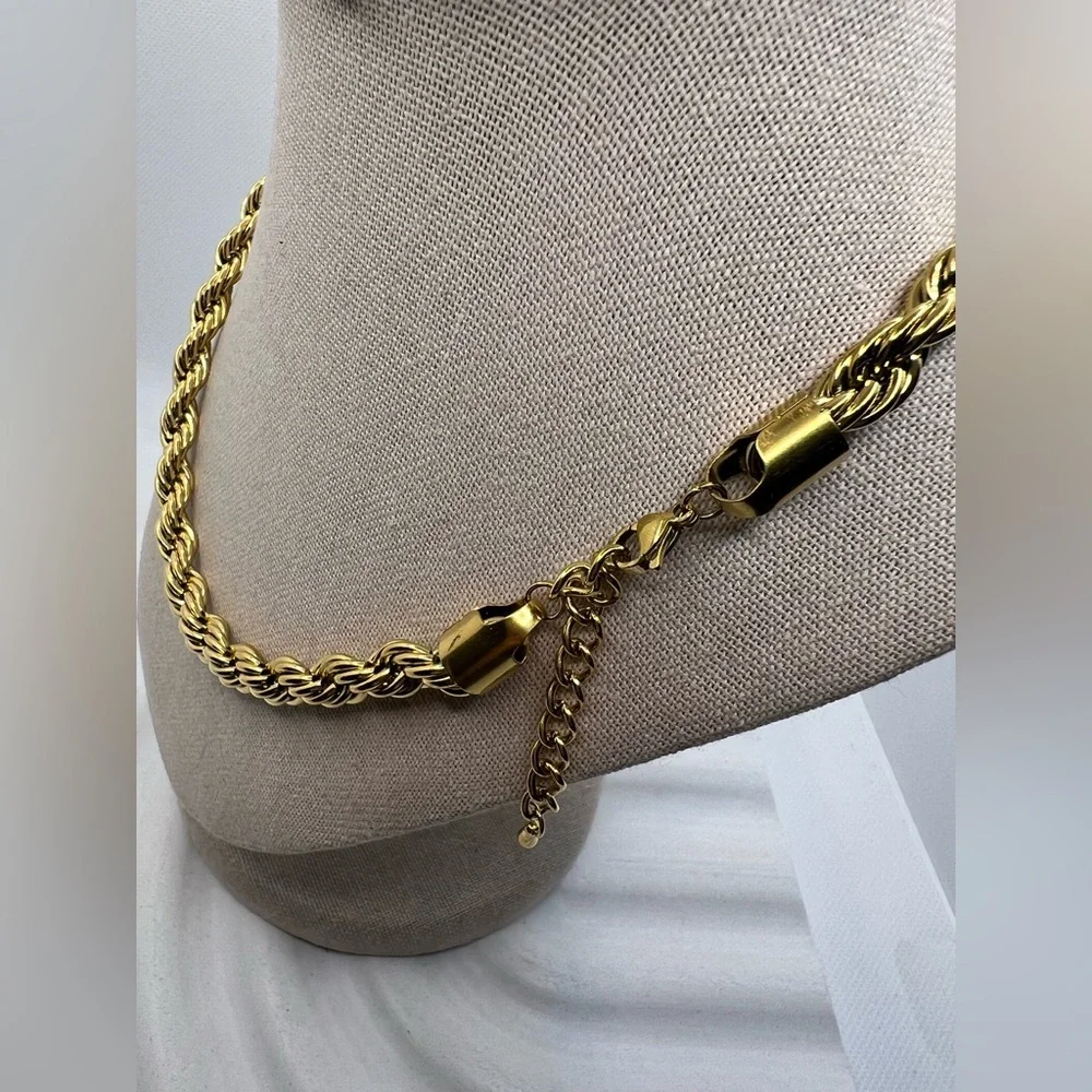 Necklace Twisted Rope Chain Style Simple Style Solid‎ Steel 18K Gold